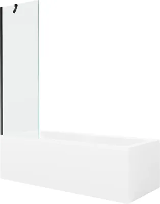 Produktbild von Mexen Cubik rechteckige Badewanne 160 x 70 cm mit Verkleidung und 1-flügliger Duschabtrennung 60 cm, transparent, Schwarz - 5503