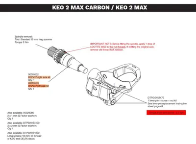 Produktbild von Ersatzachse LOOK Keo 2 Max D12V37 - Achse links