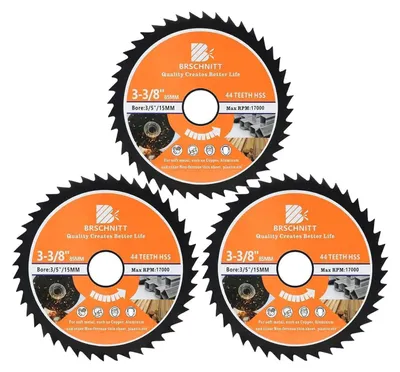 Image de Scie circulaire HSS, 85 mm, 44 dents, alésage de 15 mm, pour bois, métal et plastique (lot de 3)