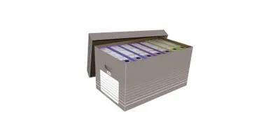 Produktbild von ELBA tric Archiv- und Transportbox für A4, grau-weiß aus stabiler Wellpappe, Maße: (B)350 x (T)585 x (H)300 mm - 1 Stück (83427)