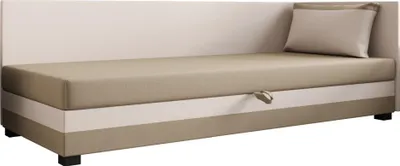 Produktbild von AURA SOFA Boxspringbett  ILIA PLUS 80x195 Komplett-Set mit Bonell Matratze, Polsterbett mit Bettkästen -  Hellbeige/Bronze, SAWANA 01/24