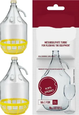 Produktbild von 2 x 5L Flasche +Schwefelpulver GLASBALLON Weinballon Glasflasche Gärballon