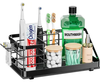 Produktbild von Wandmontierter Zahnbürstenhalter mit Zahnpasta-Organizer