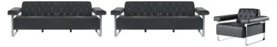 Obrázek produktu pro kompletní sedací soupravy 3ks černé 3-sedák Chesterfield Sedací souprava moderní