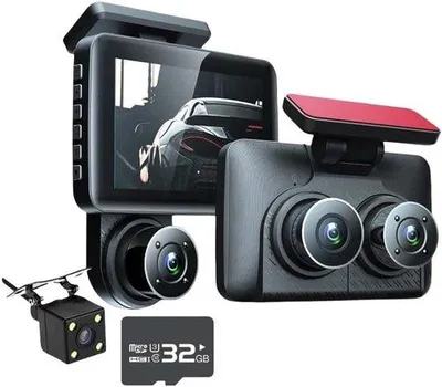 Obrázok produktu pre 3-kanálová palubná kamera s rozlíšením FHD 1080p, 3 objektívy, 3-kanálový videorekordér, 32 GB