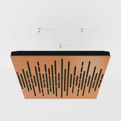 Productafbeelding van Set van 4 akoestische plafondpanelen WAVE, 50x50x5 cm, kersenhout/groen