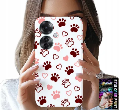 Immagine prodotto di Custodia per Oppo Reno11 F 5G - zampe di cane su sfondo bianco, cane, gatto, orsacchiotto