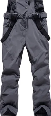 Image de ASKSA Pantalon de ski unisexe Imperméable Doublé Bretelles Pantalon Outdoor Coupe-vent Pantalon de snowboard, Gris, 3XL