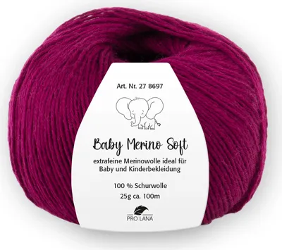 Produktbild von Pro Lana Baby Merino soft 25 g Wolle Extraweiche Schurwolle für Babys 100 m, Farbe:038 - bordeaux
