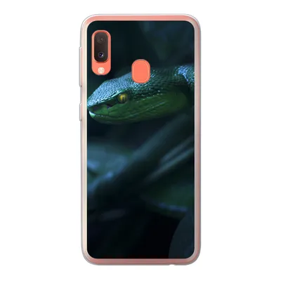 Produktbild von MuchoWow® Handyhülle Schutzhülle Hülle für Samsung Galaxy A20e Schlange - Makro - Holz Silikon Softcase Handy Hülle - Abdeckung
