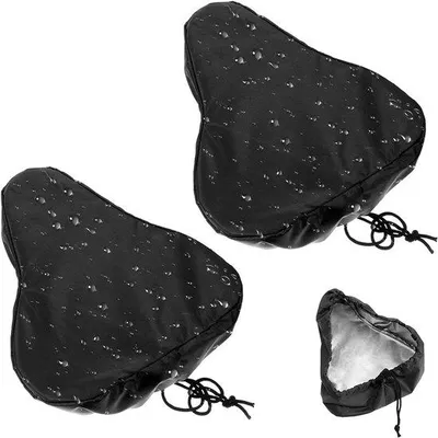 Image de 2 supports de selle étanches, avec cordon de serrage et protection contre la pluie, pour selles de vélo, noir