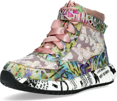 Produktbild von Laura Vita Damen Sneaker High Top aus Leder mit Pailletten und Plateau Burton 22, Größe:38 EU, Farbe:Lila