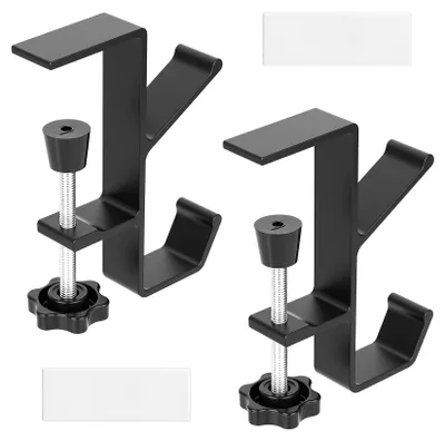 Verstellbare Tischhaken, 2 Stück, schwarz, 7,5-55 mm