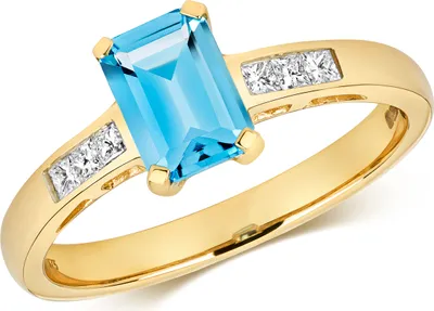 Produktbild von Chicer 9 Karat (375) Gold Damen - Diamant Solitärring Prinzessschliff 0.12 Karat mit Topas, 54 (17.2); TRS11052RSN