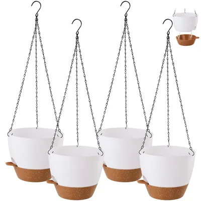 Produktbild von Selbstbewässernder Hängeampeltopf 25 cm Kunststoff Wasserstandsanzeige Innen und Außenbereich