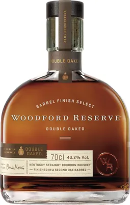 Produktbild von Woodford Reserve Double Oaked Kentucky Straigth Bourbon Whiskey + RITZENHOFF Nosing Glas mit WR Branding | 43,2 % vol | 0,7 l