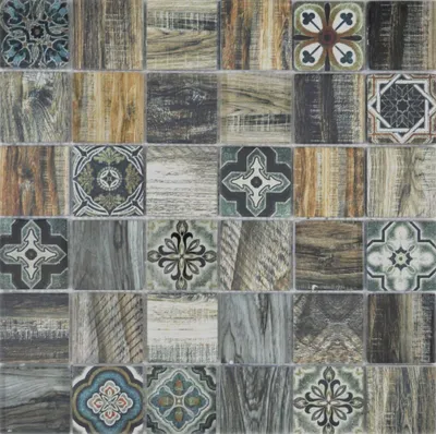 Produktbild von Glasmosaik Mosaikfliese Holzoptik RETRO Vintage blau grün Wand Küche Fliesenspiegel Bad MOS160-w500_f