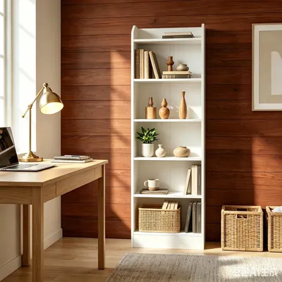 Produktbild von Bücherregal Standregal, 6-stöckiges, 24 x 48 x 169,5 cm, Weiß | Buch Regal, hölzernes Standregal, für Schlafzimmer Wohnzimmer Arbeitszimmer