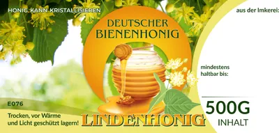 Produktbild von IMKERSHOP Etiketten bunt für Deutschen Bienenhonig LINDENHONIG 100Stk/Pack