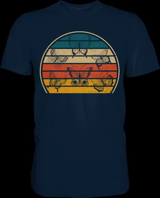 Produktbild von Retro Schmetterling T-Shirt – Navy / 3XL