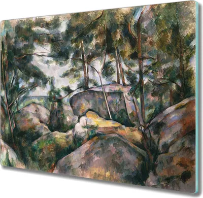 Produktbild von Coloray Herdabdeckplatte 60x52 cm Schneidebrett Kochplattenabdeckung Küchenbrett Hackbrett - Felsen im Wald Cézanne