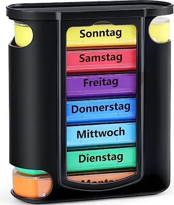 Produktbild von Operret Pill Box 7 Tage 4 Fächermorgen, Mittag, Abend, Nacht, Medizinbox, wöchentliche Organisator Supplement