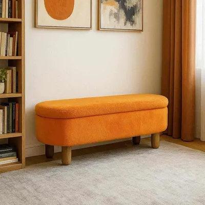 Produktbild von Hanah Home, Hochwertiger Pouffe (100% Melamin) in Orange, 120 cm, 18D Super Soft