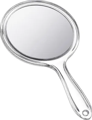 Produktbild von Doppelseitiger Handspiegel mit 1-facher/2-facher Vergrößerung, transparentem Handspiegel und abgerundeter Form, ideal als Kosmetikspiegel.