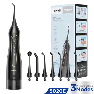 Zdjęcie produktu dla Munddusza FW-5020E - Elektryczny szczoteczka do zębów - Zbiornik na wodę o pojemności 300 ml - 3 tryby pracy - 5+ końcówek - Ładowalna - Czarna