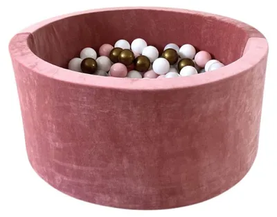 Image de MONIO for kids Piscine à balles en velours 90 cm rose + 200 balles