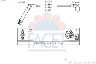 Produktbild von FACET 4.8634 Zündkabelsatz Zündleitungssatz für OPEL Corsa B Schrägheck (S93) Astra F CC (T92) Astra F Caravan (T92) Corsa A CC (S83)