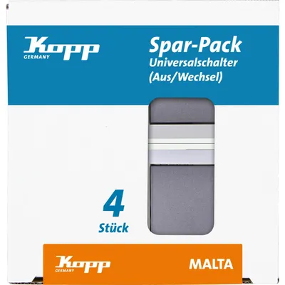 Produktbild von Universalschalter Kopp 4er Set, Aus- und Wechselschalter, Silber-Anthrazit