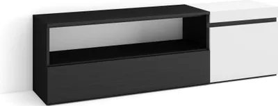 Image de COZY Meuble TV, Banc Télé, 150x35x45cm, Pour les TV jusqu'à 65", Meubles de salon, Blanc et noir