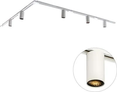 Zdjęcie produktu dla QAZQA - Nowoczesny Nowoczesny system szynowy I Reflektor punktowy I Reflektor sufitowy I Reflektor z 5-punktowym spotem I Reflektor punktowy I Reflektor sufitowy I Reflektor sufitowy I Reflektor I Lampa I Oprawy oświetleniowe białe 1-fazowe GU1