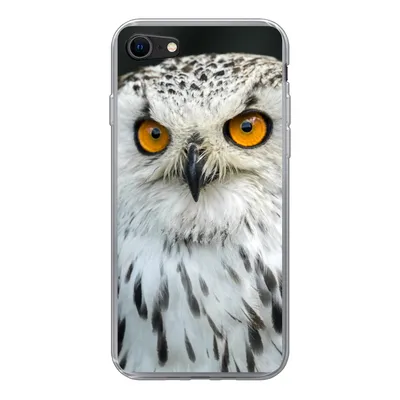 Produktbild von MuchoWow® Handyhülle Schutzhülle Hülle für iPhone 8 Eine braune Eule mit orangefarbenen Augen Silikon Softcase Handy Hülle - Schutzhaube