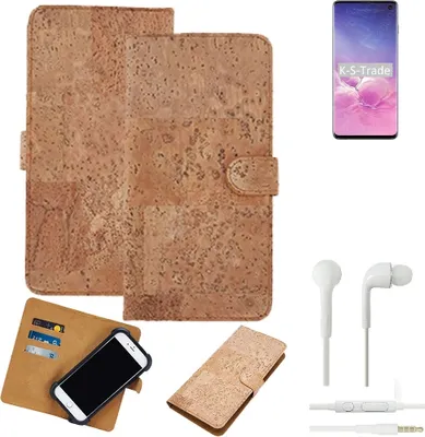 Produktbild von K-S-Trade Hülle kompatibel mit Samsung Galaxy S10 Exynos + in ear Kopfhörer Kork Handyhülle Cover  Schutzhülle TPU Case Bumper in Hellbraun, (1x)