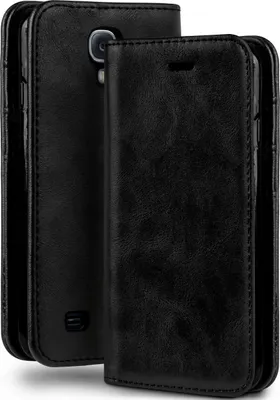 Produktbild von moex® Klapphülle kompatibel mit Samsung Galaxy S4 Mini - Hülle mit Kartenfach, Onyx Schwarz