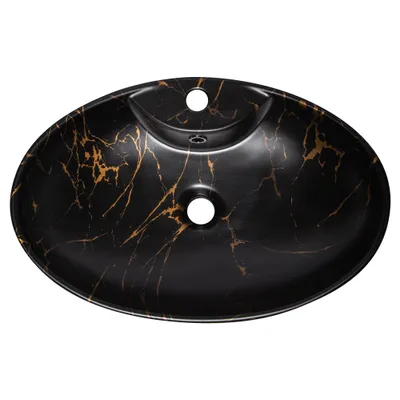 Produktbild von Kerra Keramik Waschbecken KR-139 Marble Portoro Gold mit Ablage