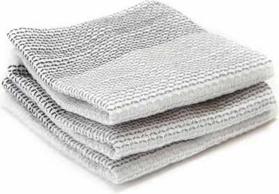 Produktbild von Full Circle Home Geschirrtücher Tidy 3er Set, Küchenhandtücher, 100% Baumwolle, Grau, 30 x 30 cm, FC10206GY