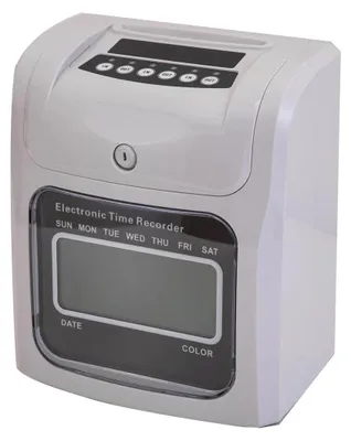 Image de Pointeuse électronique - Appareil de pointage - Pour cartes de pointage, contrôle des présences au bureau, pointage à l'arrivée et au départ, alimentation secteur 100–240 V, sans pile