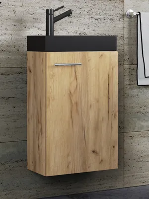 Produktbild von VCM 2-tlg Set | Waschplatz für Gäste WC | Gästebad Toilette | Waschtisch | Badmöbel Badezimmer Set – Slito-BL