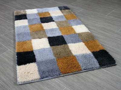 Produktbild von Pacific Badteppich Bikar Natur Beige Karo in 5 Größen, Größe:55x55 cm WC-Vorleger mit Ausschnitt