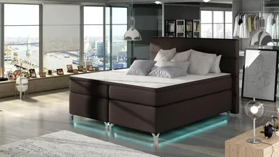 Produktbild von Doppelbett mit Beleuchtung 160x200 ESTORIA - dunkelbraunes