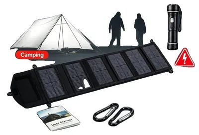 Produktbild von Solarpanel-Ladegerät, tragbar, wasserdicht, 6-fach