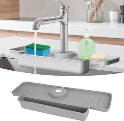 Produktbild von Ibenzoa® Rutschfeste Abtropfmatte 50 x 40 cm, wasserabsorbierend, aus hochwertigem Kiezelgoermaterial, faltbar, maschinenwaschbar, mit Aufbewahrungskorb