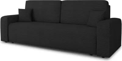 Produktbild von Schlafsofa Spark – Sofa mit Schlaffunktion und Bettkasten, Bonellfederkern, Cordbezug, große Schlaffläche, modernes Polstersofa & Bettsofa (Schwarz (Poso 135))