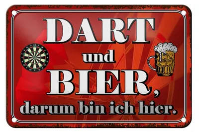 Produktbild von Blechschild Spruch 18x12cm Dart und Bier darum bin ich hier