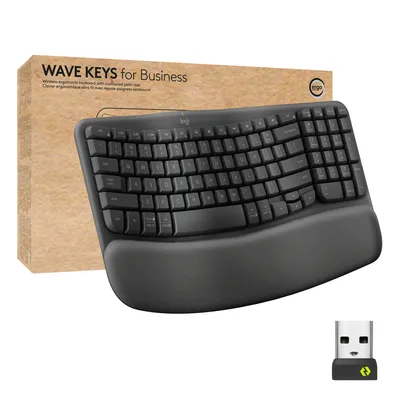 Produktbild von Logitech ERGO 920-012328, Volle Größe (100%), Kabellos, RF Wireless + Bluetooth, Membran Key Switch, AZERTY, Graphit