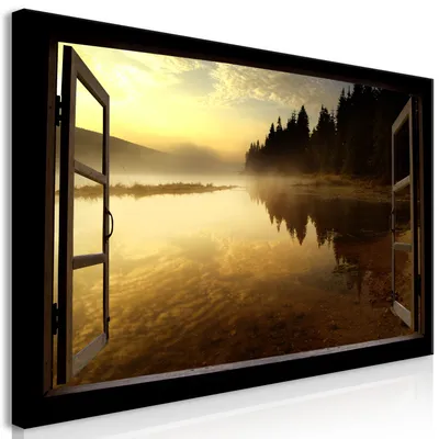 Produktbild von Wandbild Mega XXXL Fensterblick 250x125 cm Einteiliger XXL-Format Kunstdruck zur Selbstmontage Leinwandbilder moderne Bilder DIY Wanddekoration Wohnung Deko Wald c-C-0390-ak-e