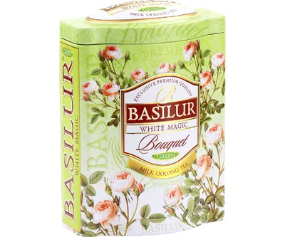 Zdjęcie produktu dla Basilur WHITE MAGIC herbata zielona MILK OOLONG aromat mleka PUSZKA prezent - 100g